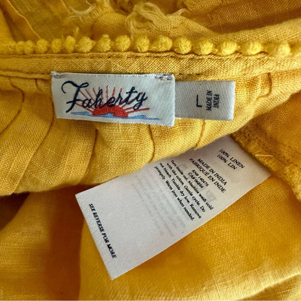 Fatherty Yosepha Marigold Yellow Linen Ruffle Top Size Large - Picture 12 of 12